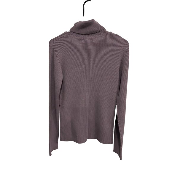 Van Heusen Womens Ribbed Turtleneck Sweater Long Sleeve Purple Sz Large - Picture 2 of 9
